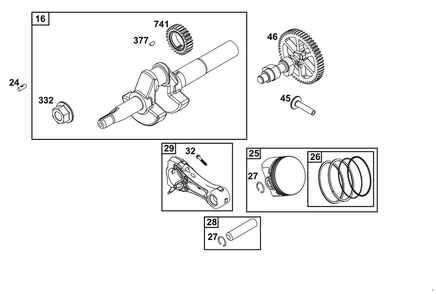 Crankshaft Group Diagram and Parts List for 12T102-0061-F8  Briggs and Stratton Engine